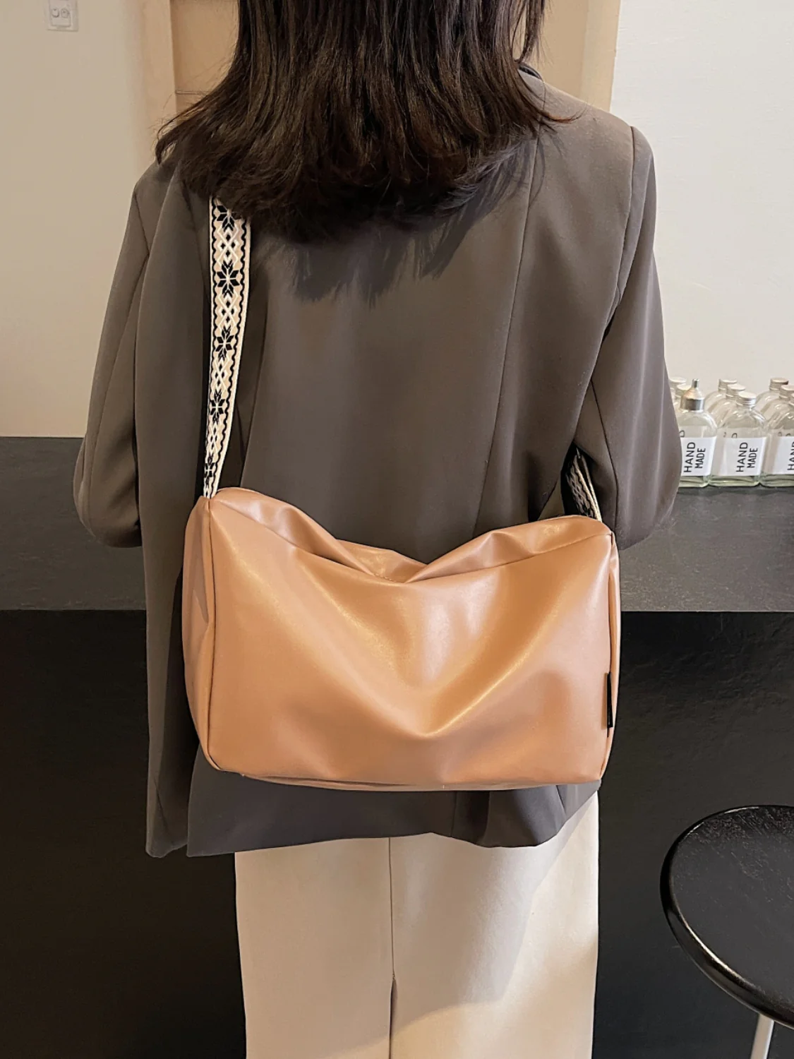 PU Leather Adjustable Strap Crossbody Bag - Image 13