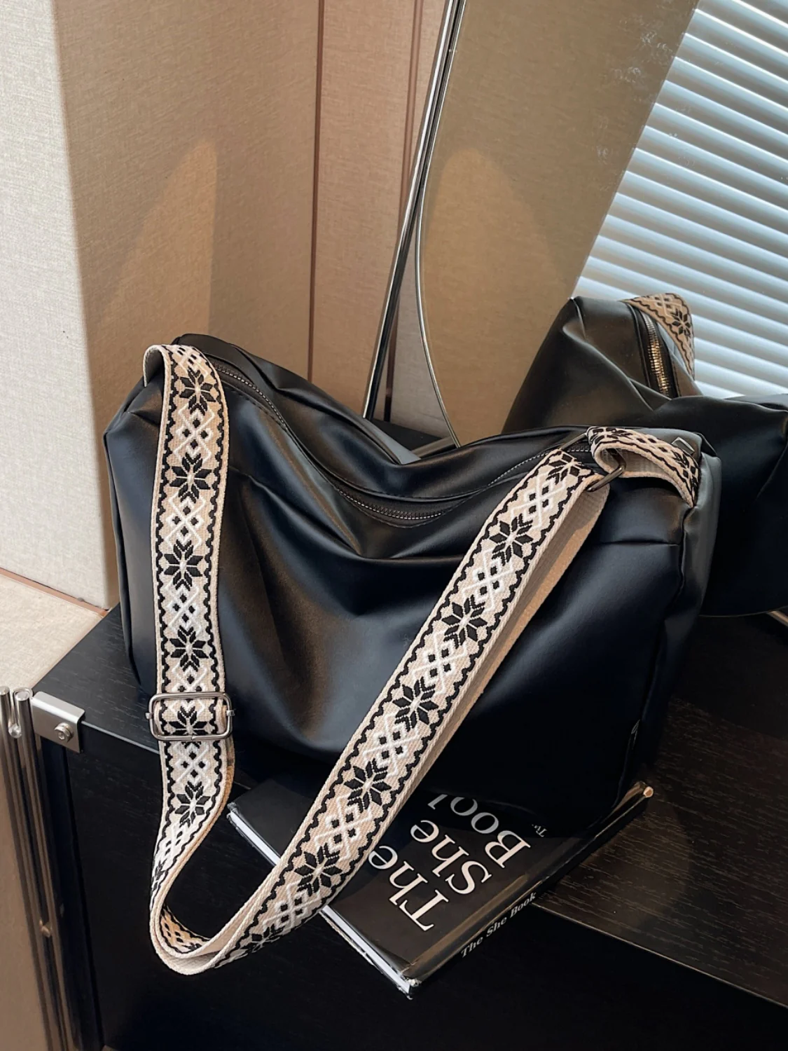 PU Leather Adjustable Strap Crossbody Bag - Image 15