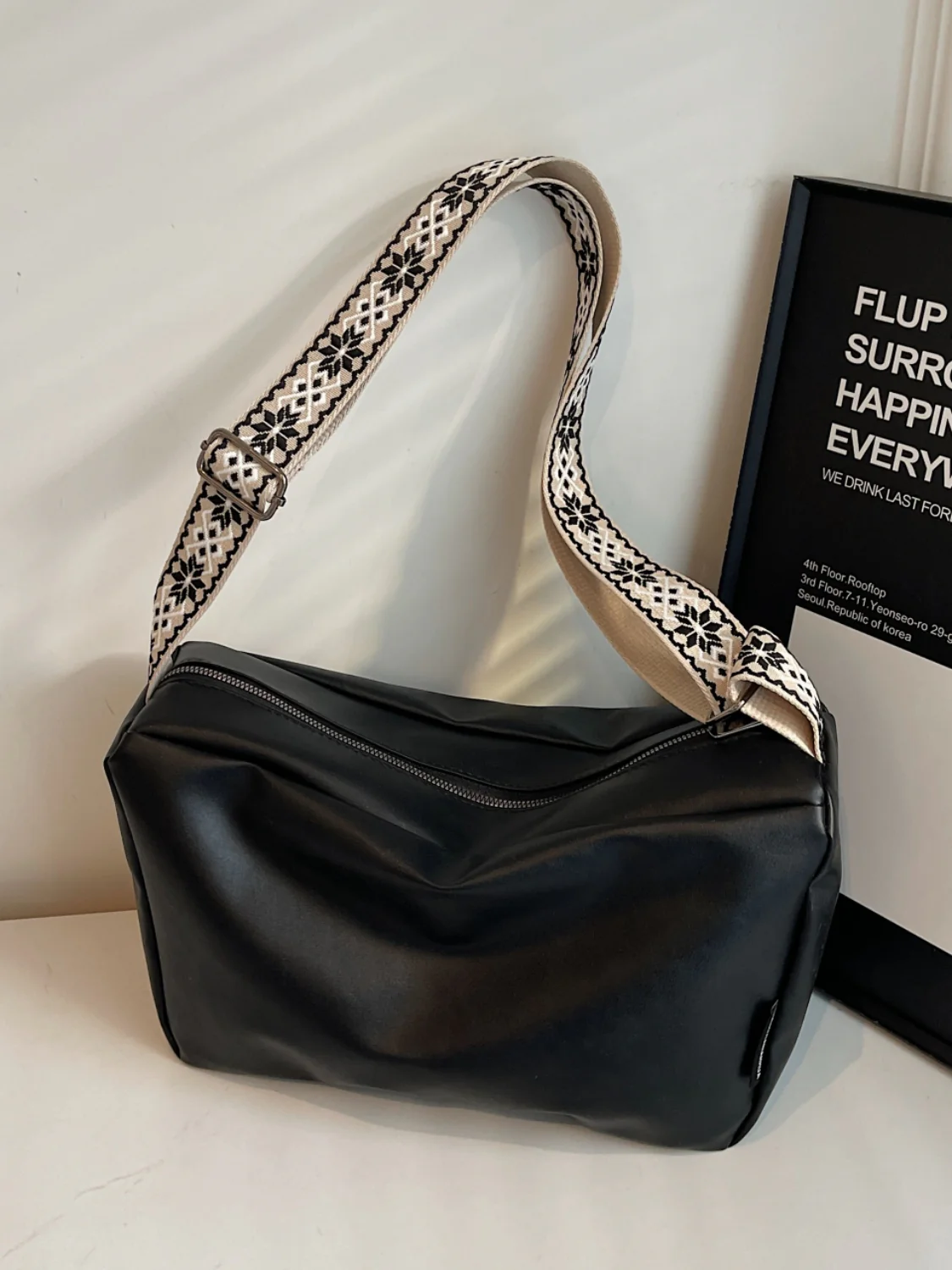 PU Leather Adjustable Strap Crossbody Bag - Image 16