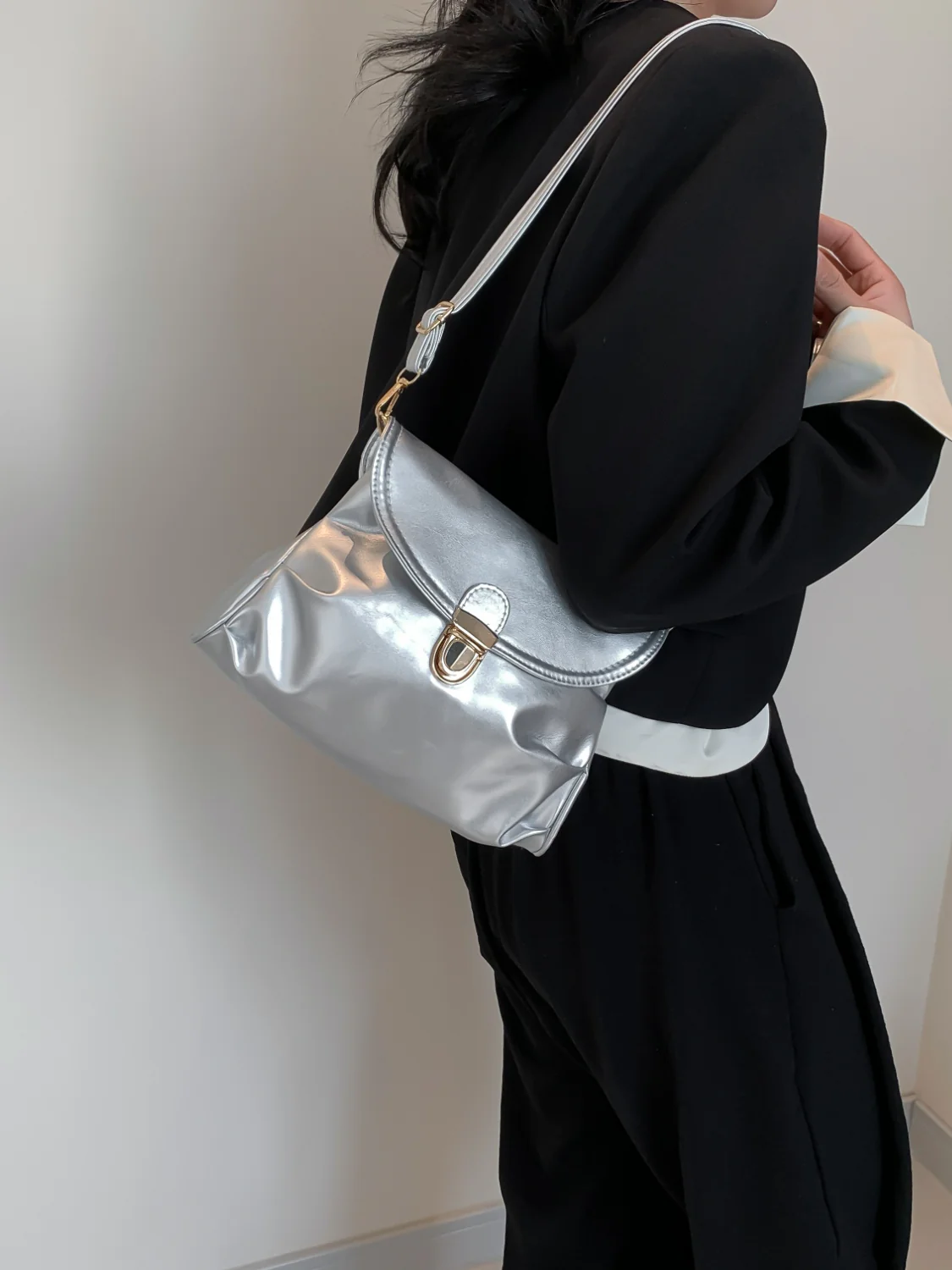 PU Leather Adjustable Strap Crossbody Bag - Image 4