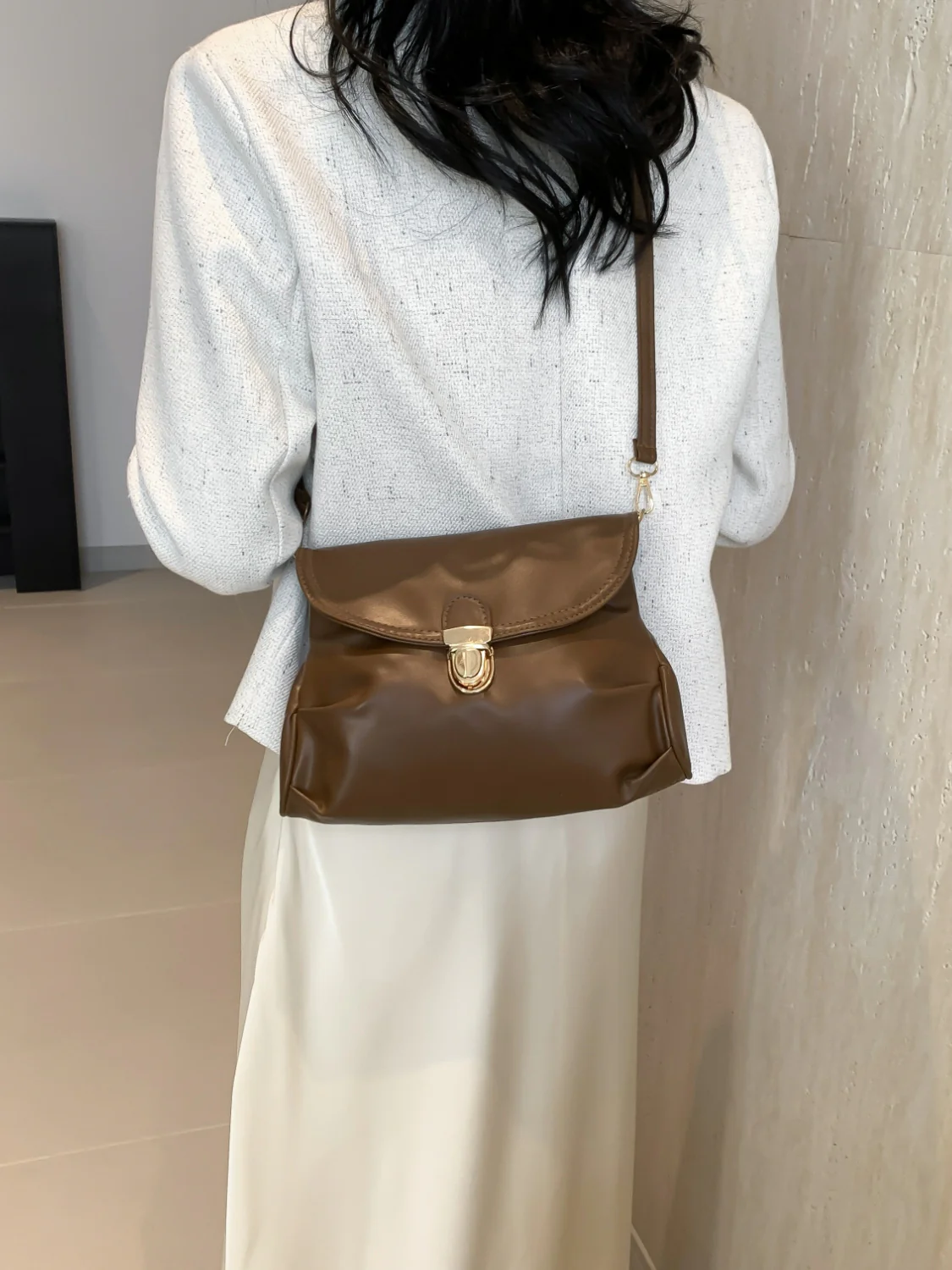PU Leather Adjustable Strap Crossbody Bag - Image 8