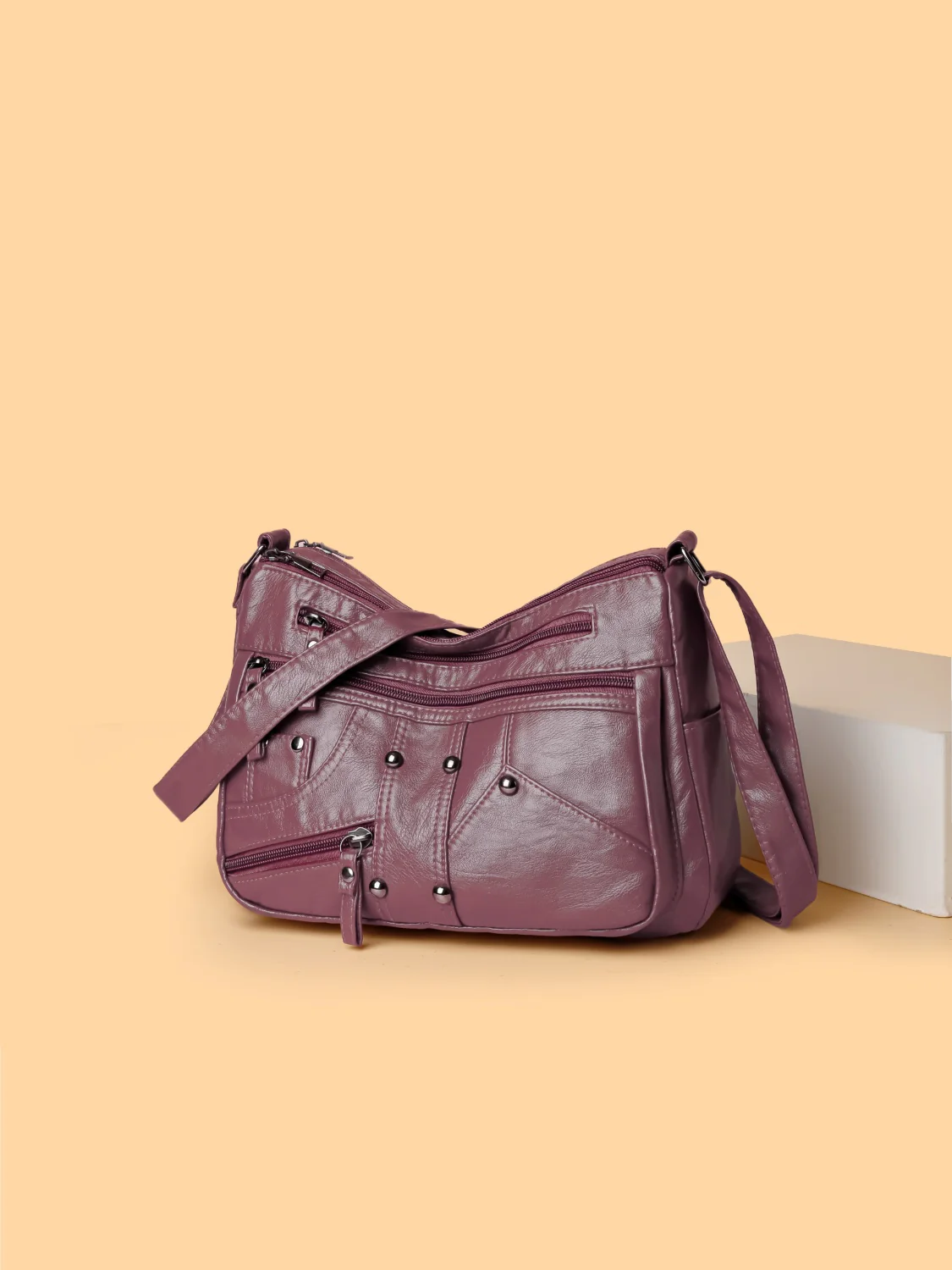 PU Leather Adjustable Strap Shoulder Bag - Image 13