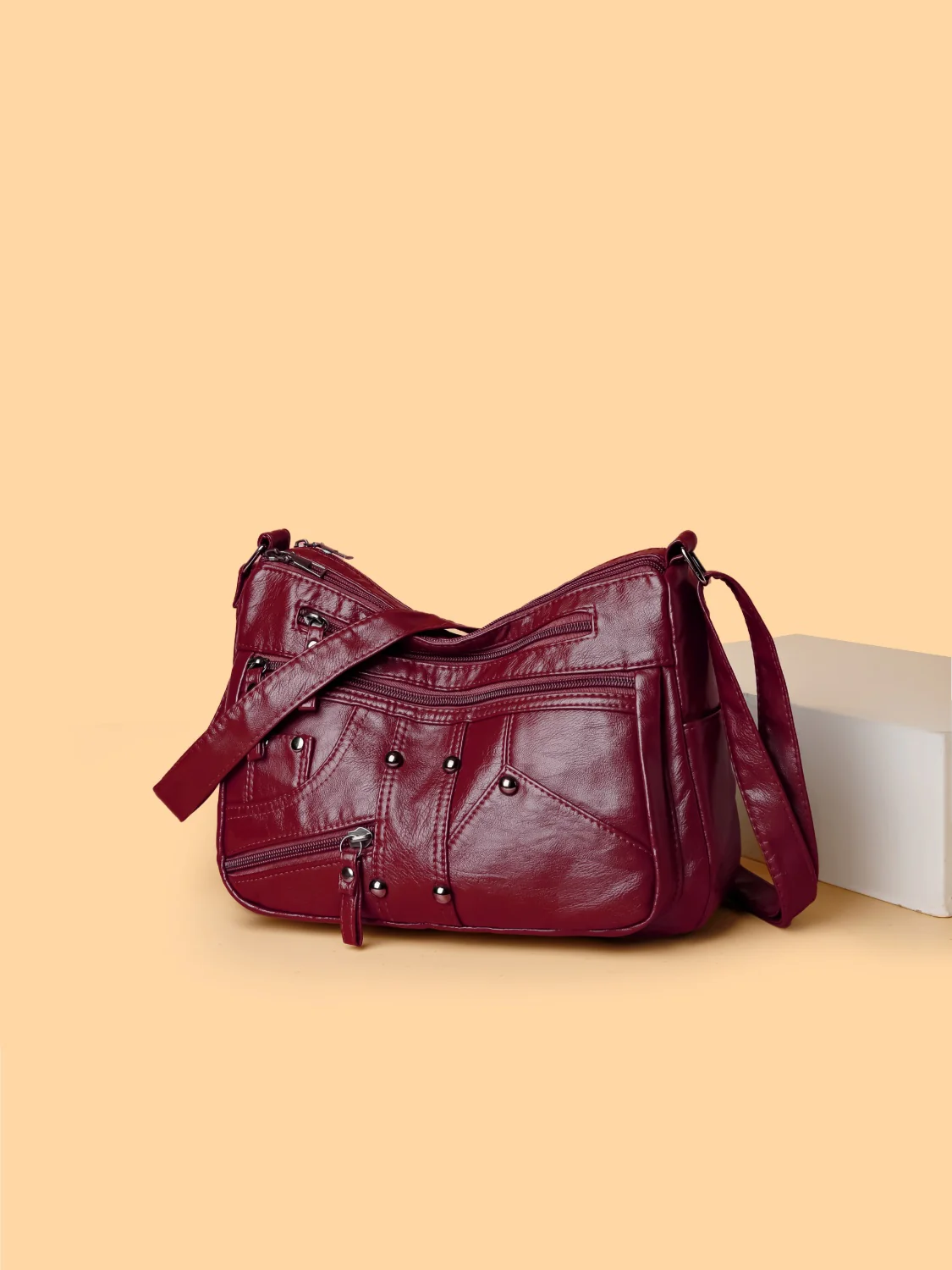 PU Leather Adjustable Strap Shoulder Bag - Image 14