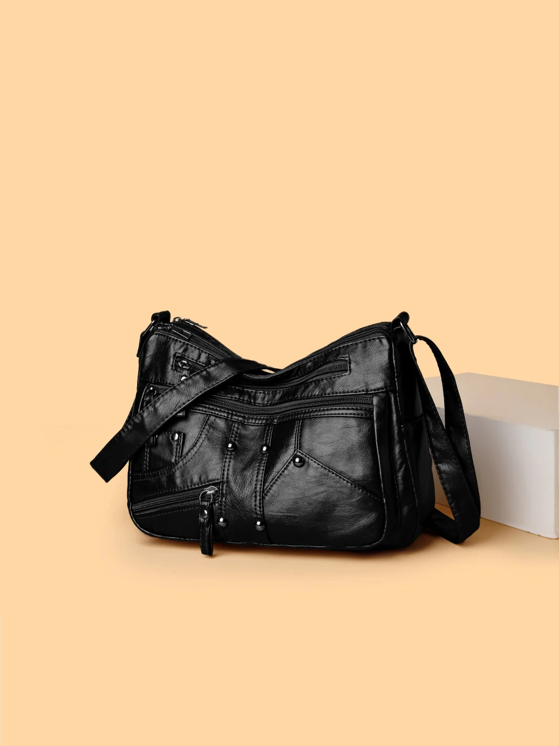 PU Leather Adjustable Strap Shoulder Bag - Image 15