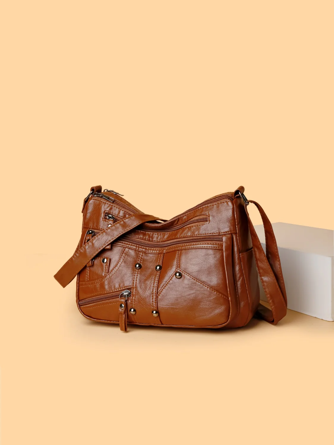 PU Leather Adjustable Strap Shoulder Bag - Image 17