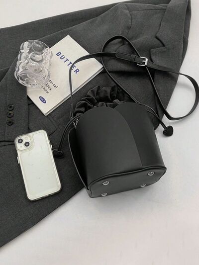 PU Leather Drawstring Bucket Bag