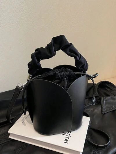 PU Leather Drawstring Bucket Bag - Image 10