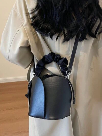 PU Leather Drawstring Bucket Bag - Image 2