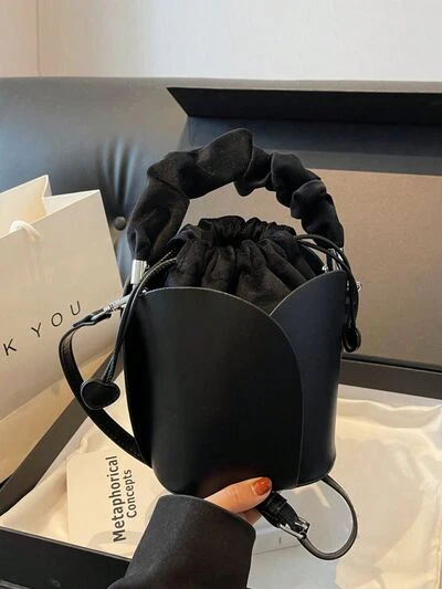 PU Leather Drawstring Bucket Bag - Image 4