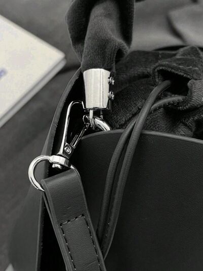 PU Leather Drawstring Bucket Bag - Image 8