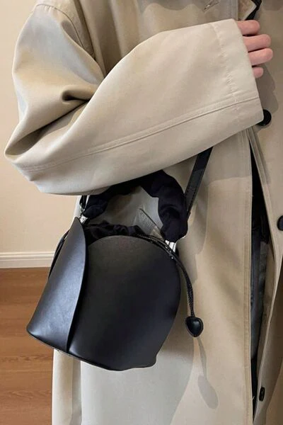 PU Leather Drawstring Bucket Bag - Image 9