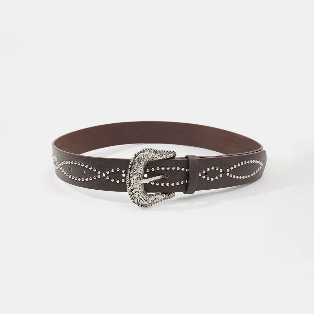 PU Leather Rhinestone Belt - Image 10
