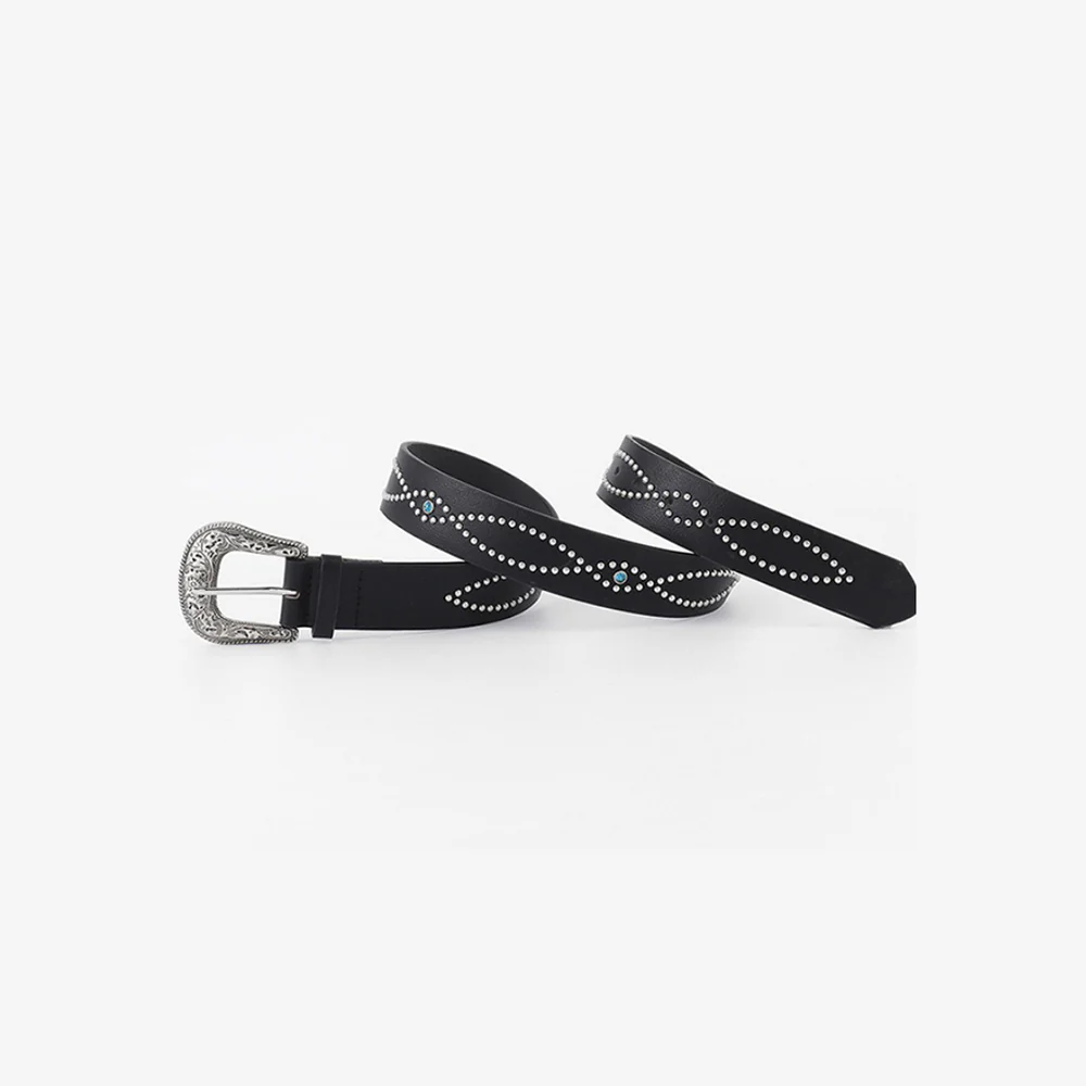 PU Leather Rhinestone Belt - Image 13