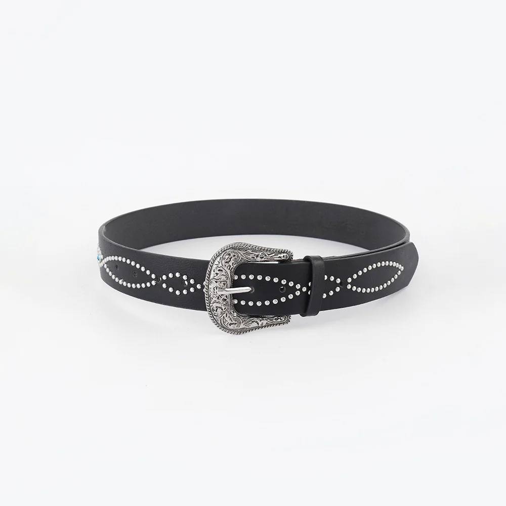 PU Leather Rhinestone Belt - Image 14