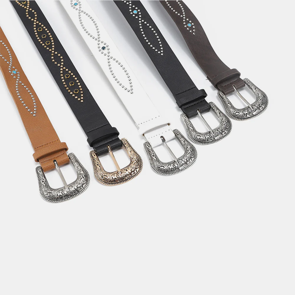 PU Leather Rhinestone Belt - Image 15