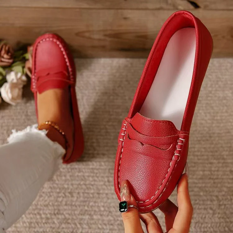 PU Leather Round Toe Flat Slip-Ons - Image 6