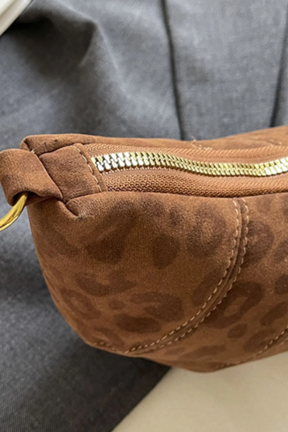 PU Leather Strap Suede Shoulder Bag - Image 4