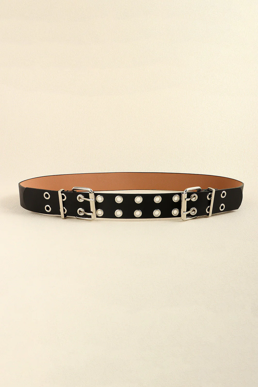 PU Leather Two Row Eyelet Belt - Image 3