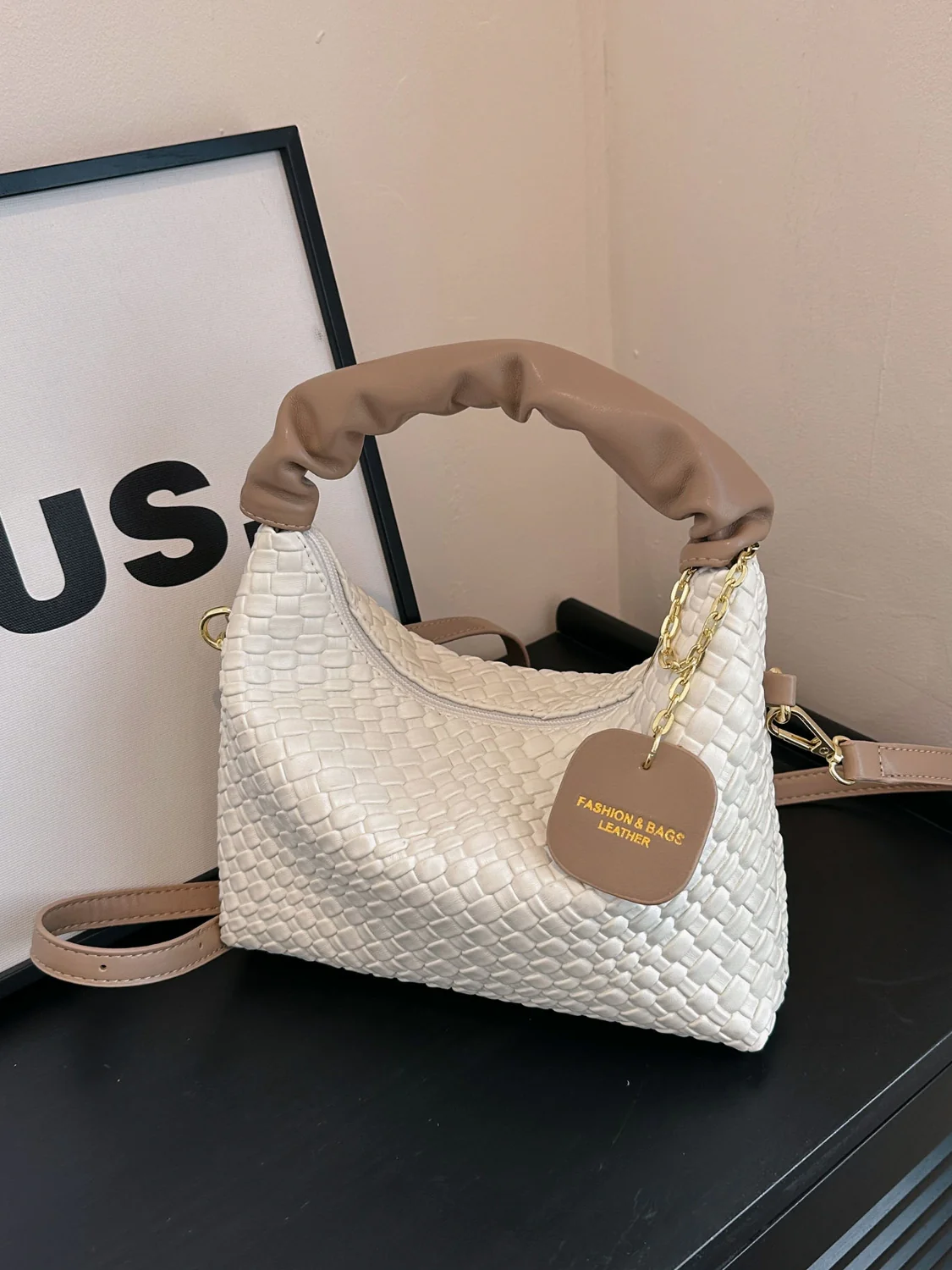 PU Leather Woven Crossbody Bag - Image 12