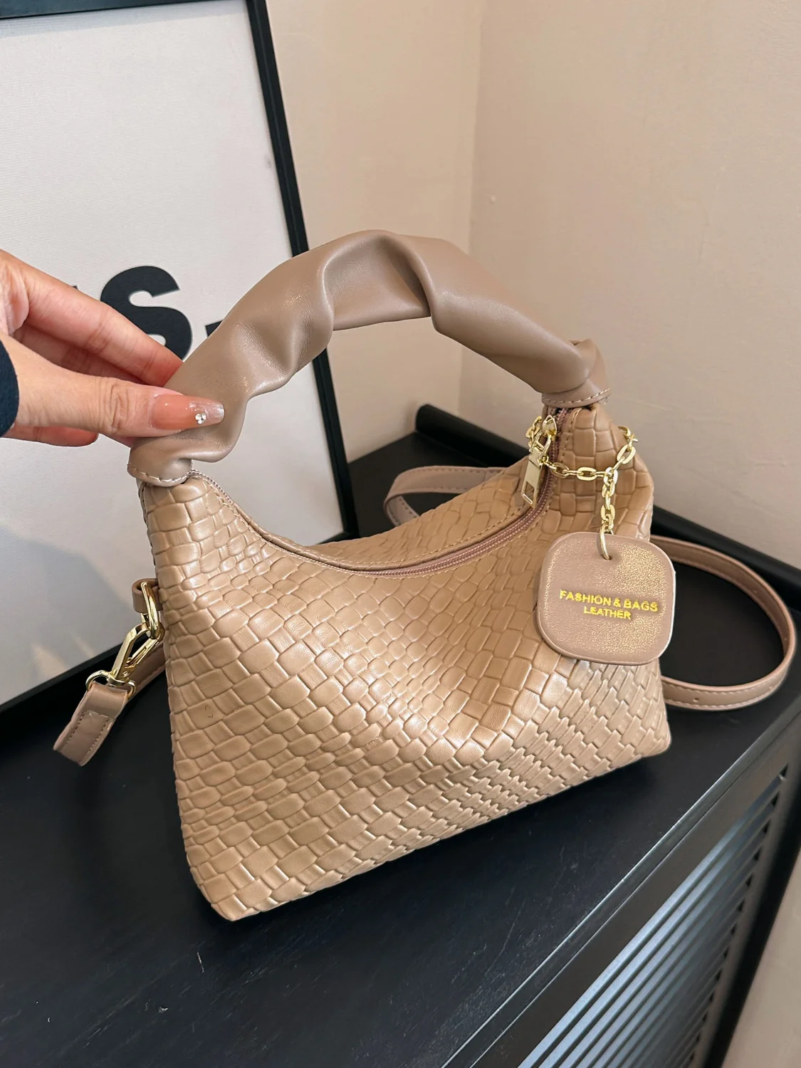 PU Leather Woven Crossbody Bag - Image 16