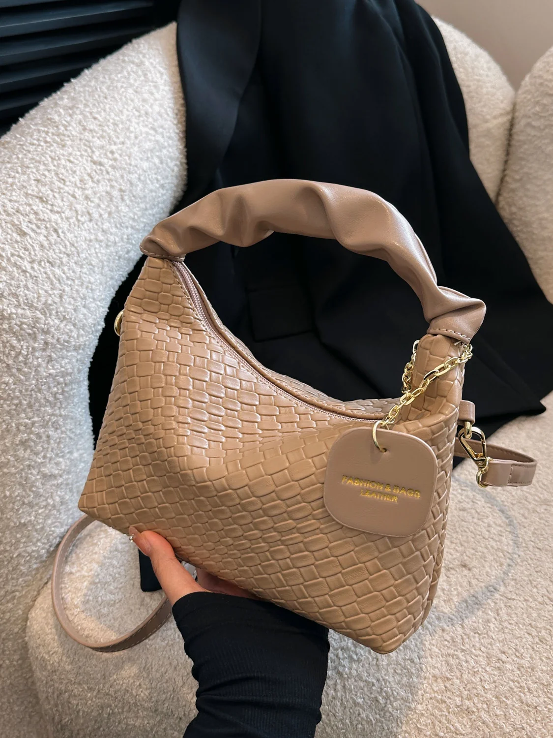 PU Leather Woven Crossbody Bag - Image 17