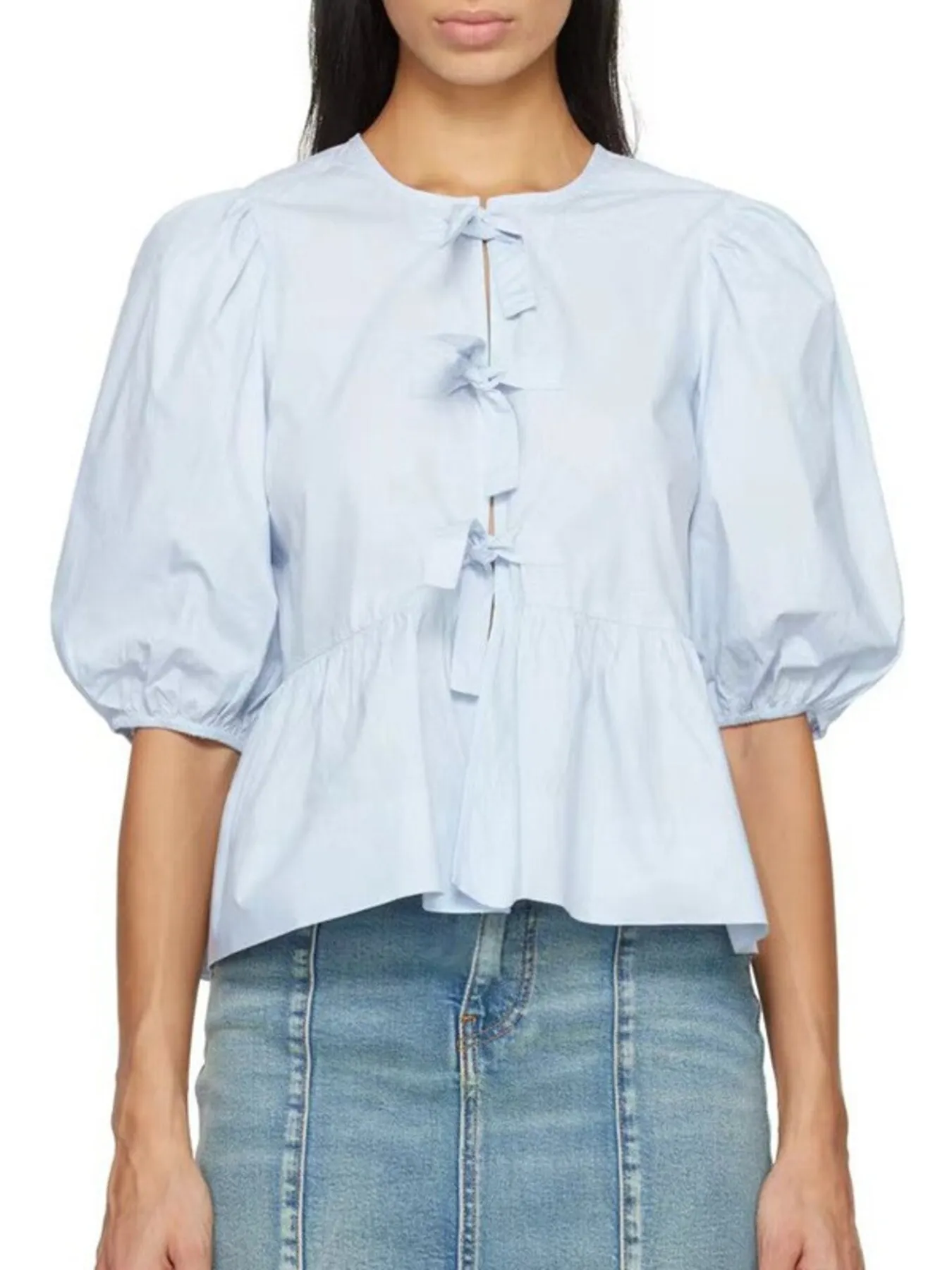 Puff Sleeve Bow Tie Blouse - Image 10