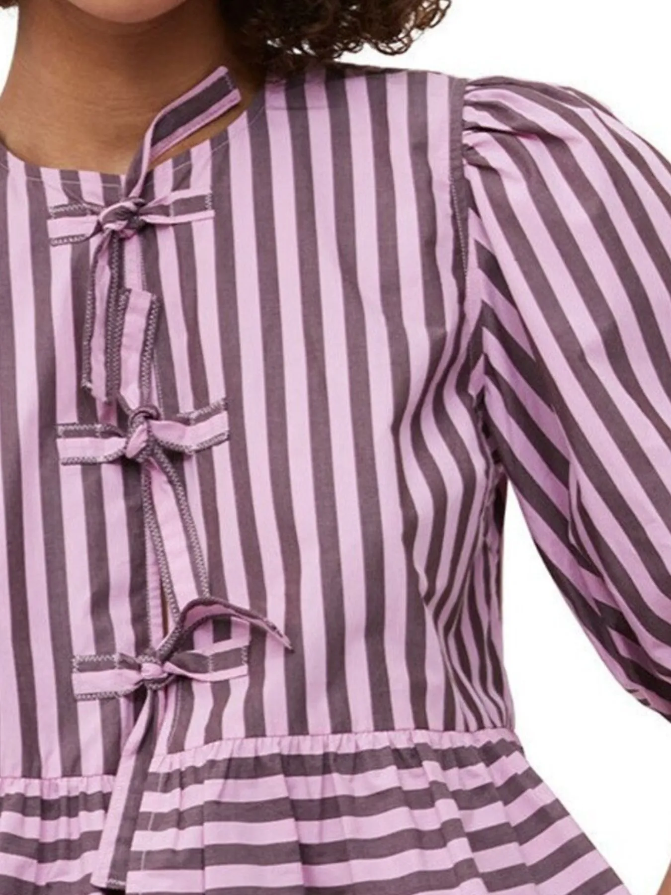 Puff Sleeve Bow Tie Blouse - Image 14