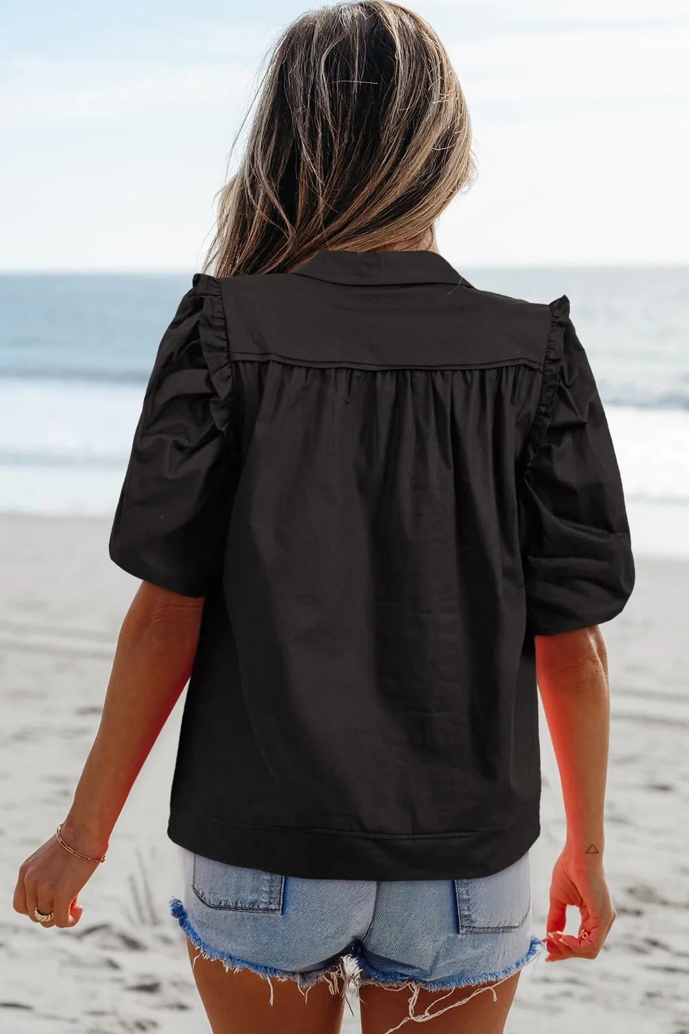 Puff Sleeve Button Down Shirt - Image 6