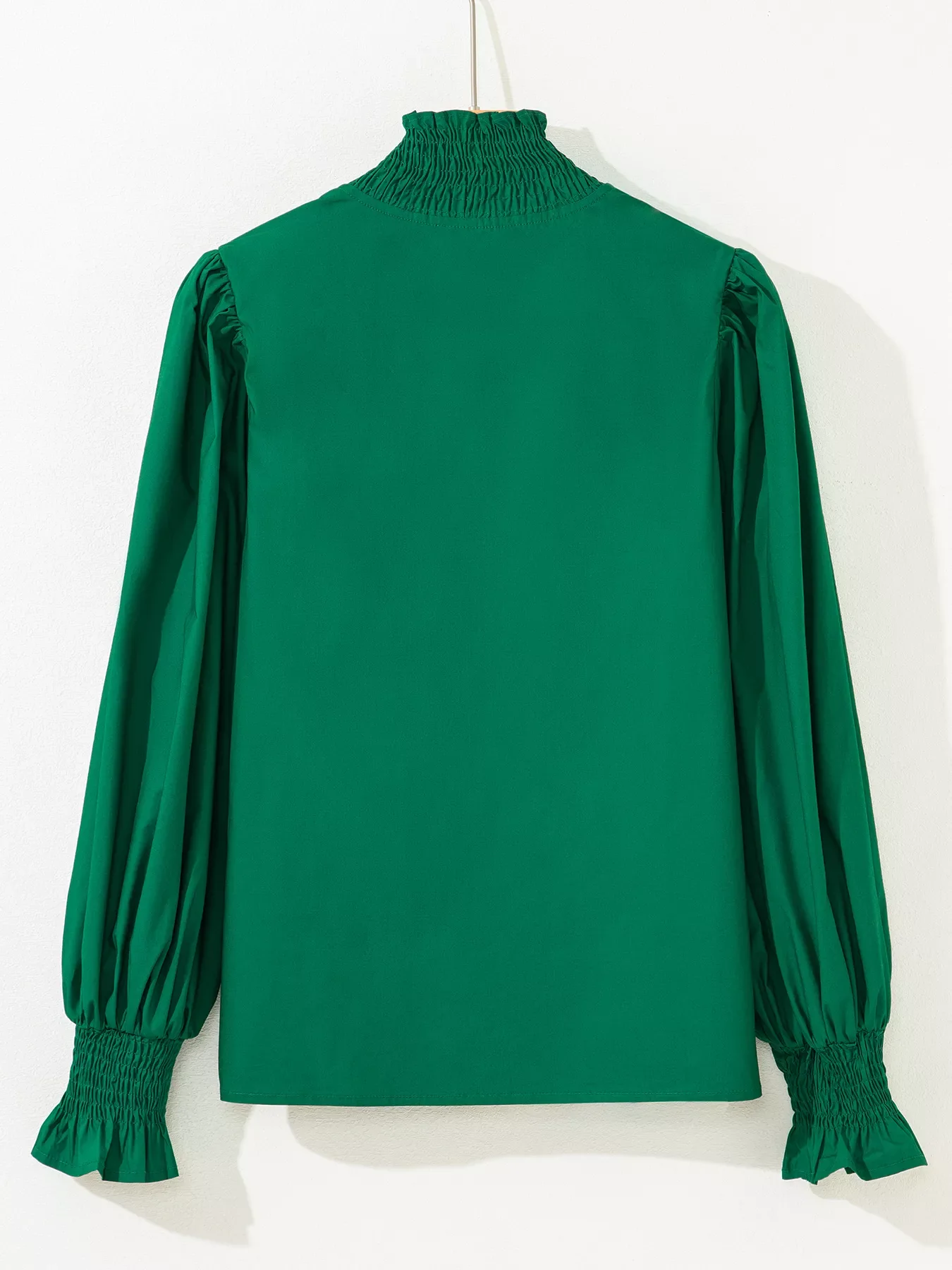 Puffy Flounce Sleeve Leopard Trim V Neck Blouse - Image 4