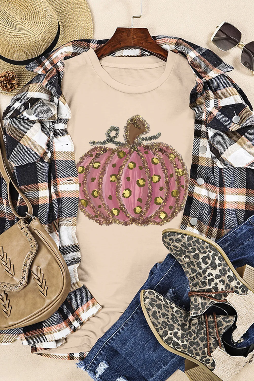 Pumpkin Round Neck Short Sleeve T-Shirt - Image 2