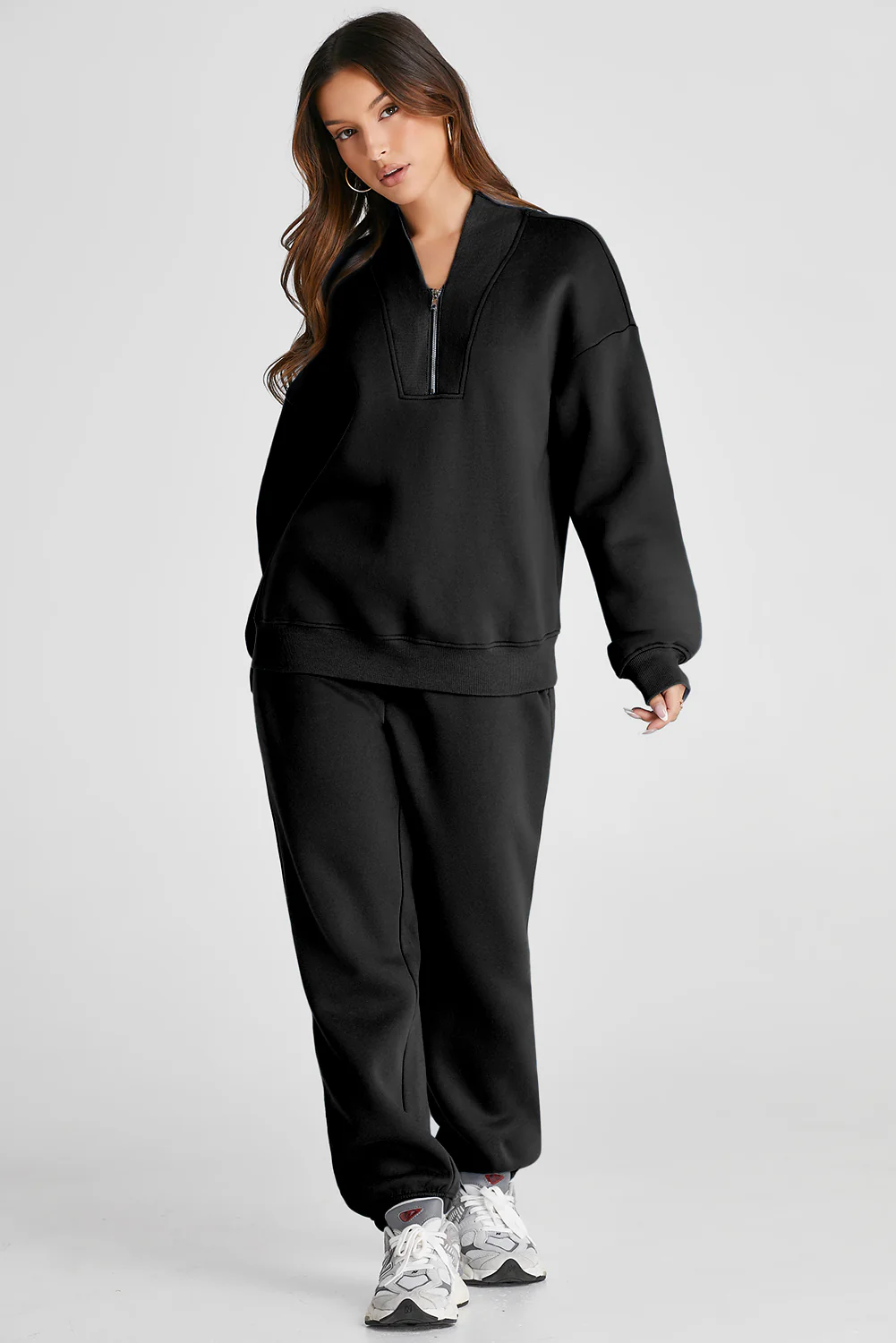 Quarter Zip Long Sleeve Top and Pants Set - Image 2