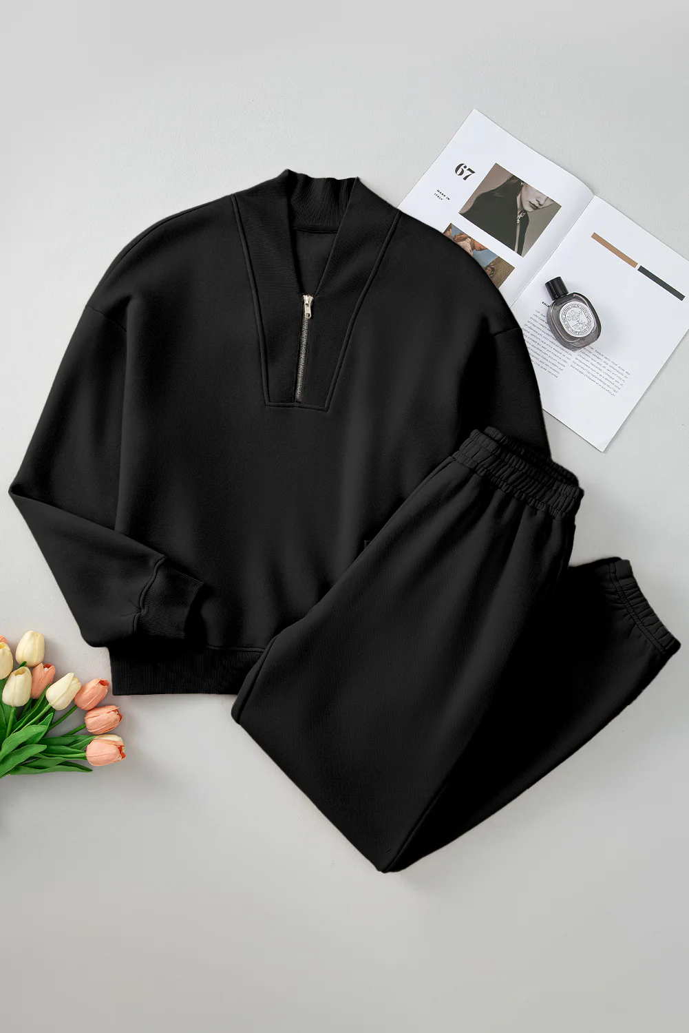 Quarter Zip Long Sleeve Top and Pants Set - Image 7