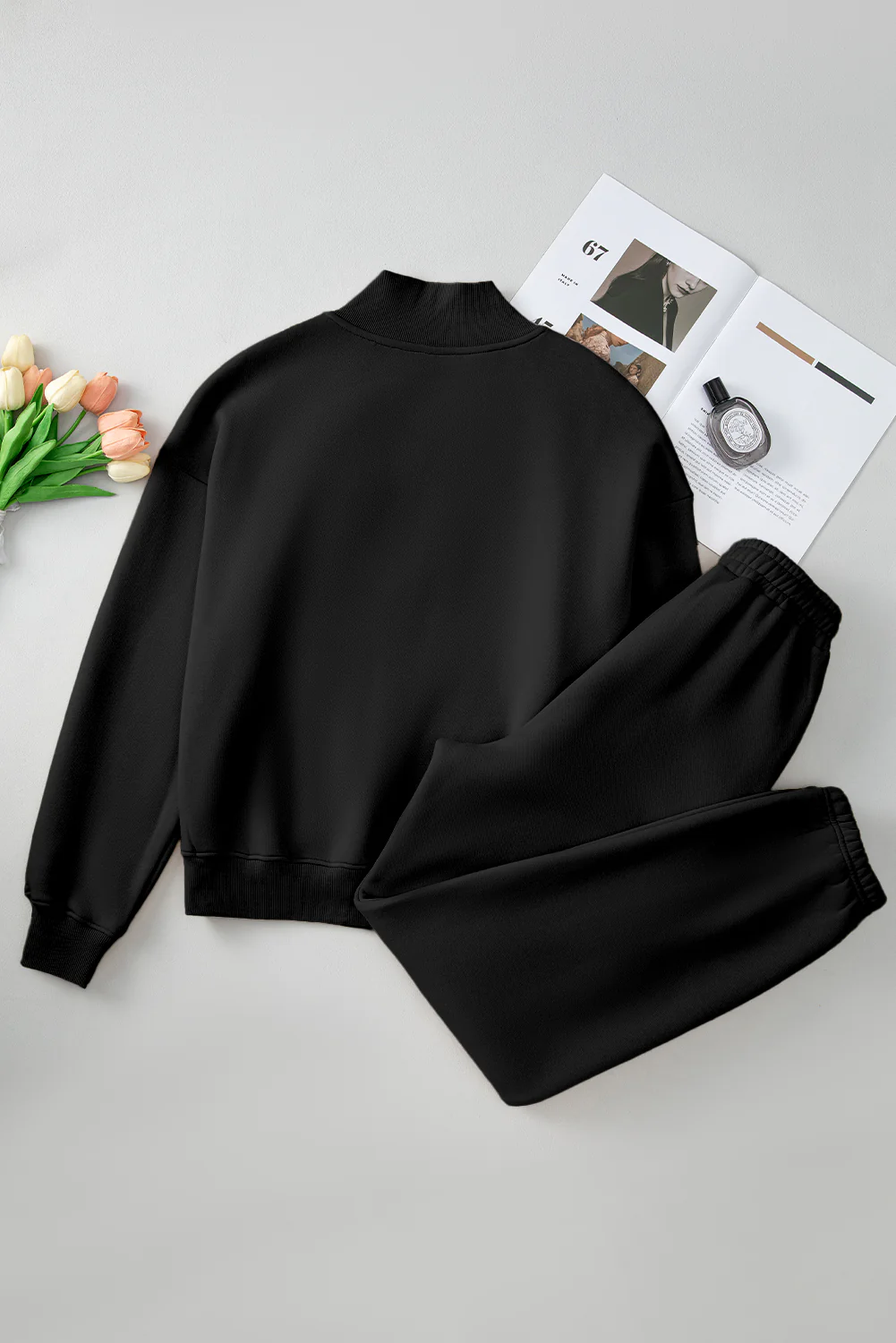 Quarter Zip Long Sleeve Top and Pants Set - Image 8