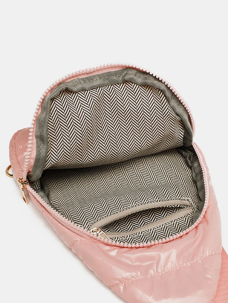Quilted Adjustable Strap Puffy Sling Bag - Image 2