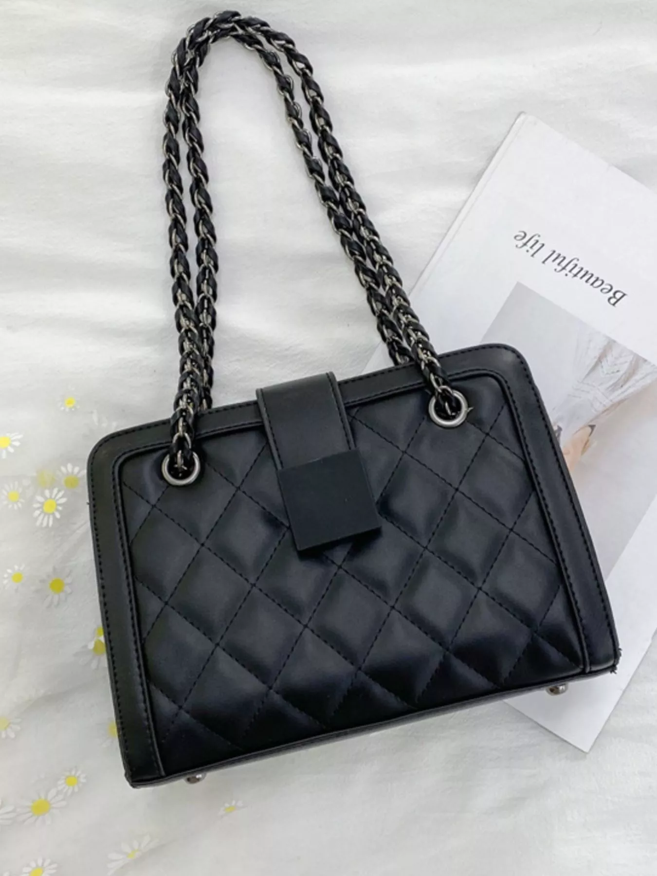 Quilted Chain Strap Shoulder Bag - Image 2