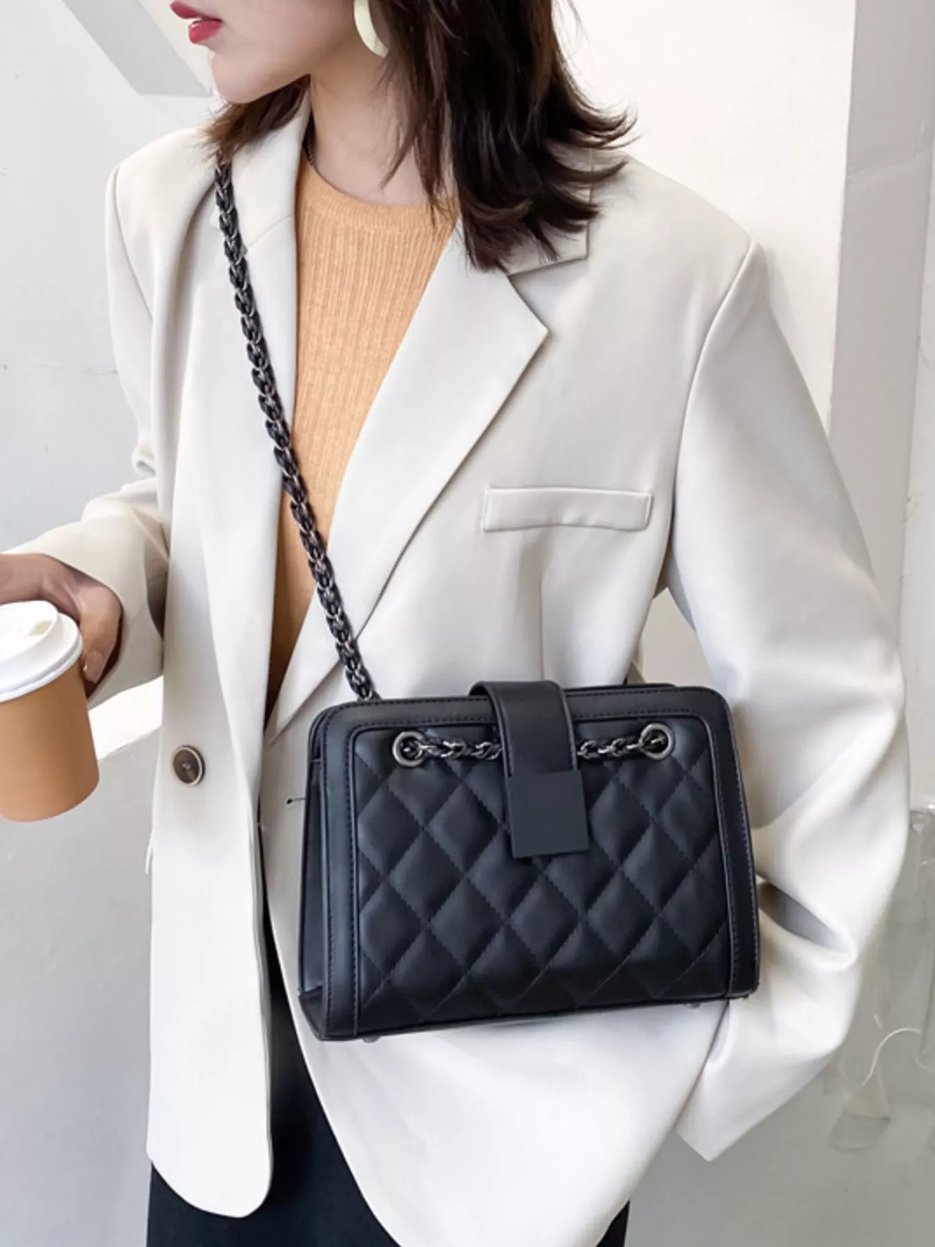 Quilted Chain Strap Shoulder Bag - Image 4