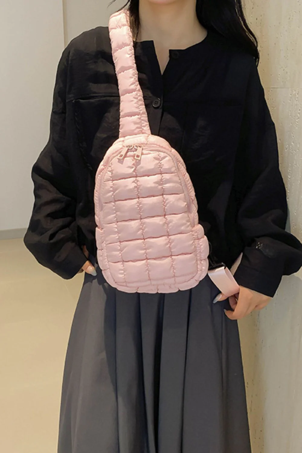 Quilted Nylon Crossbody  Bag - Image 12