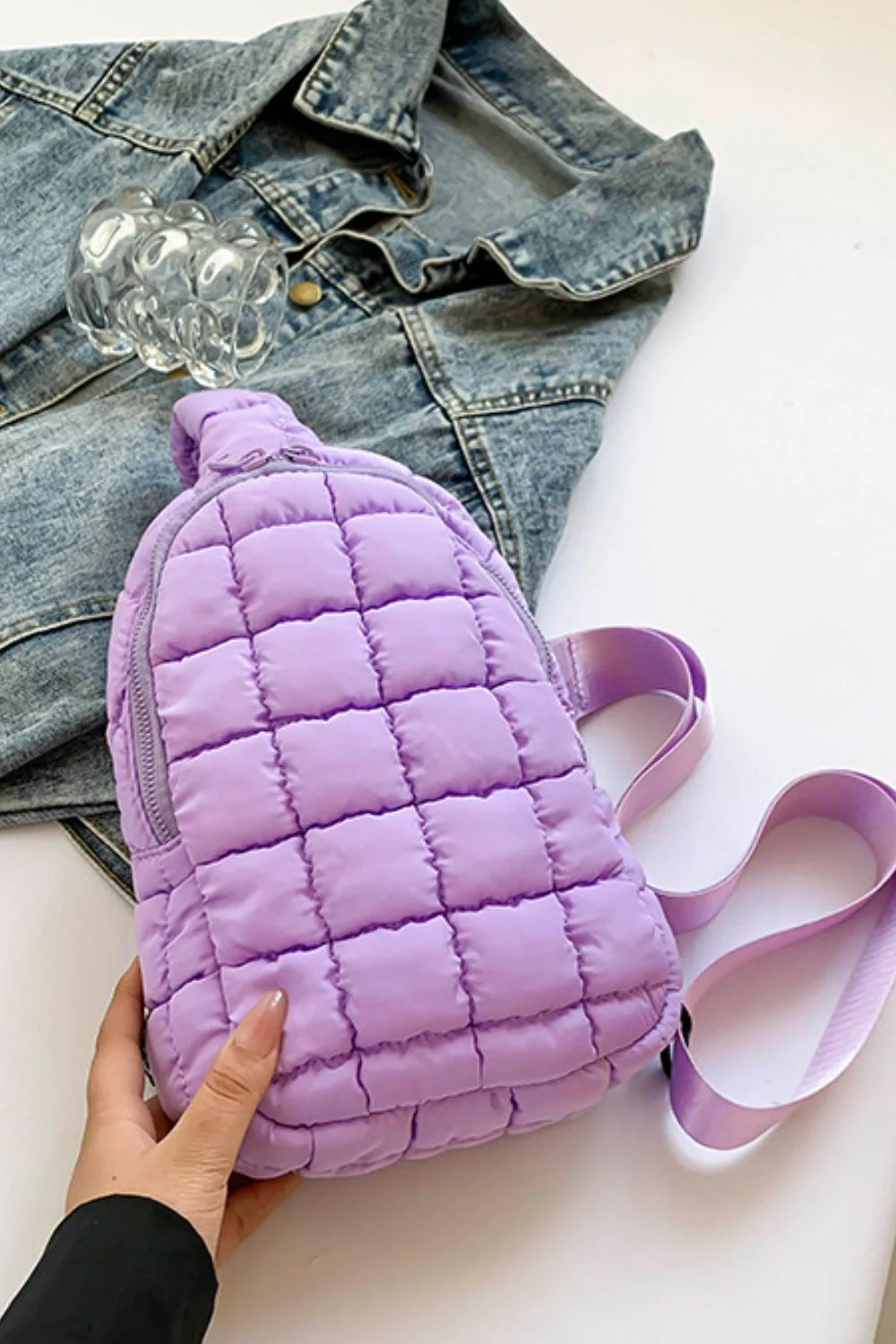 Quilted Nylon Crossbody  Bag - Image 26