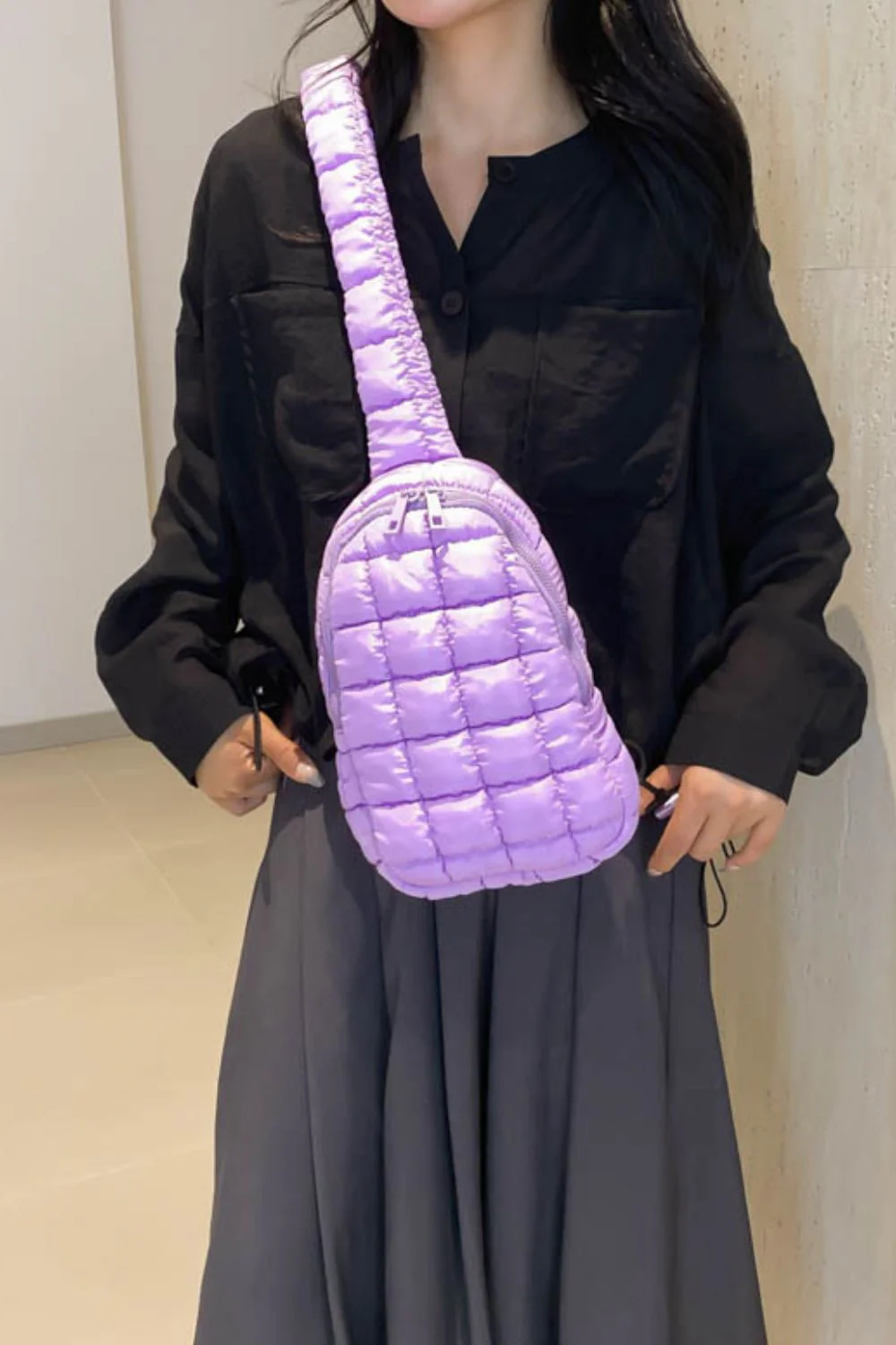 Quilted Nylon Crossbody  Bag - Image 27