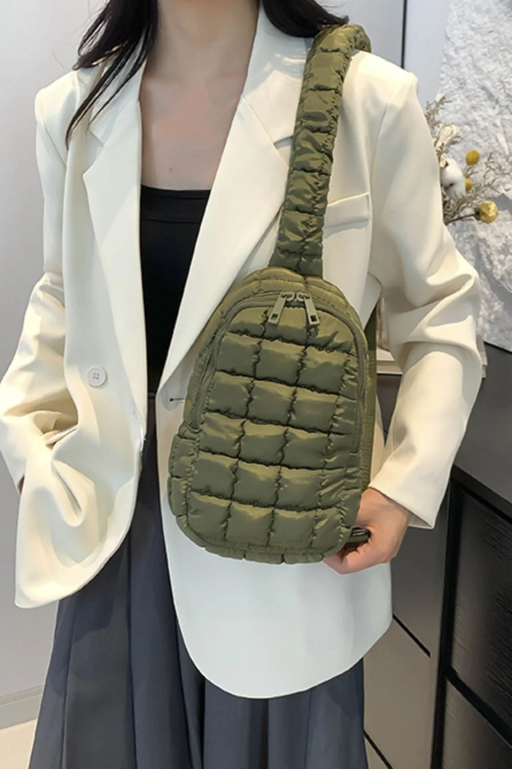 Quilted Nylon Crossbody  Bag - Image 3