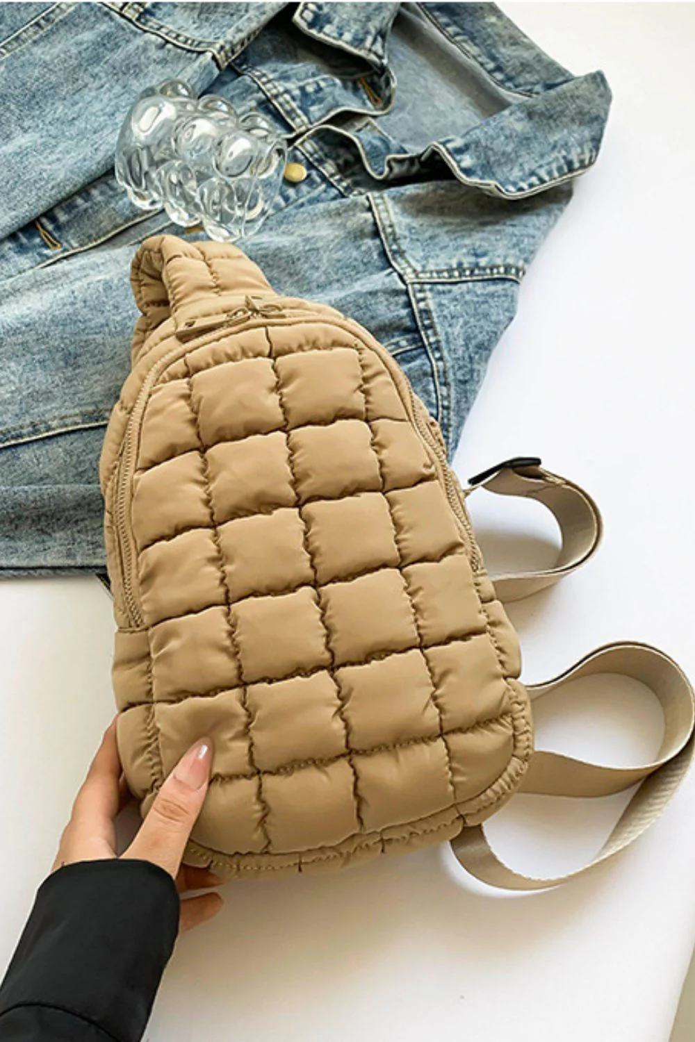 Quilted Nylon Crossbody  Bag - Image 5
