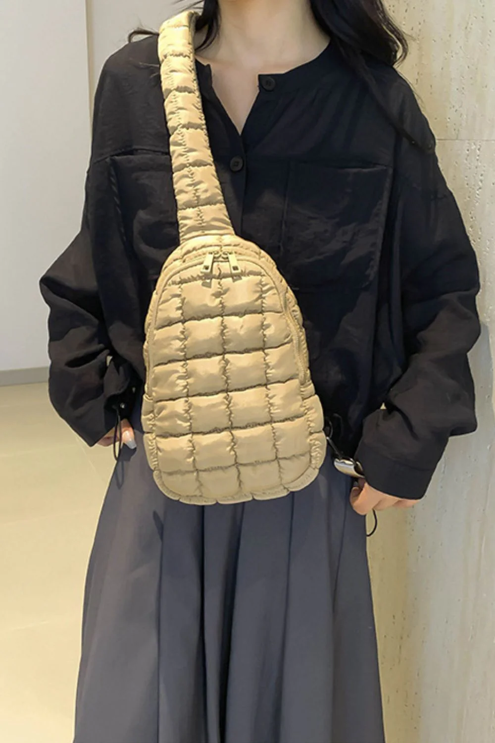 Quilted Nylon Crossbody  Bag - Image 6