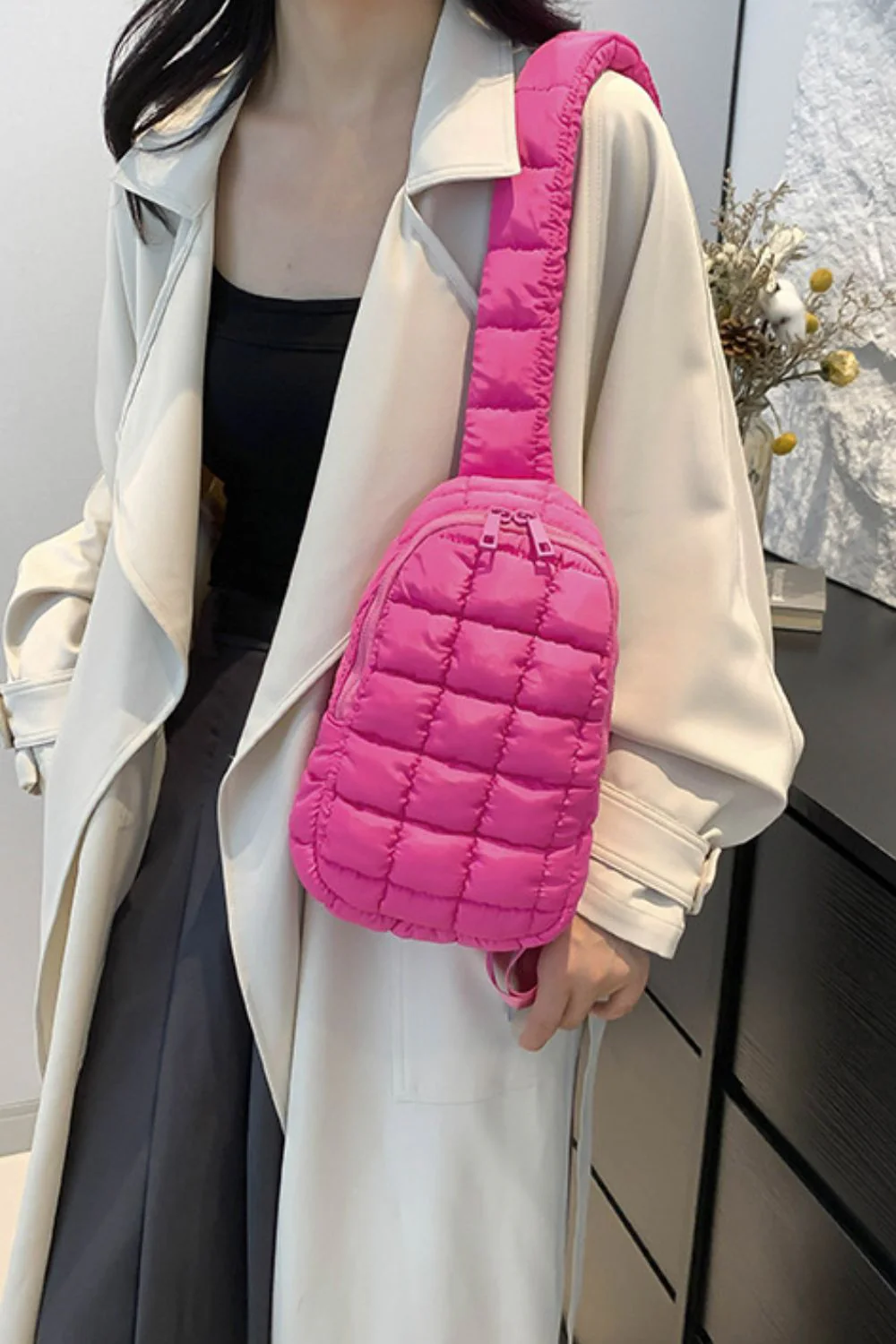 Quilted Nylon Crossbody  Bag - Image 9