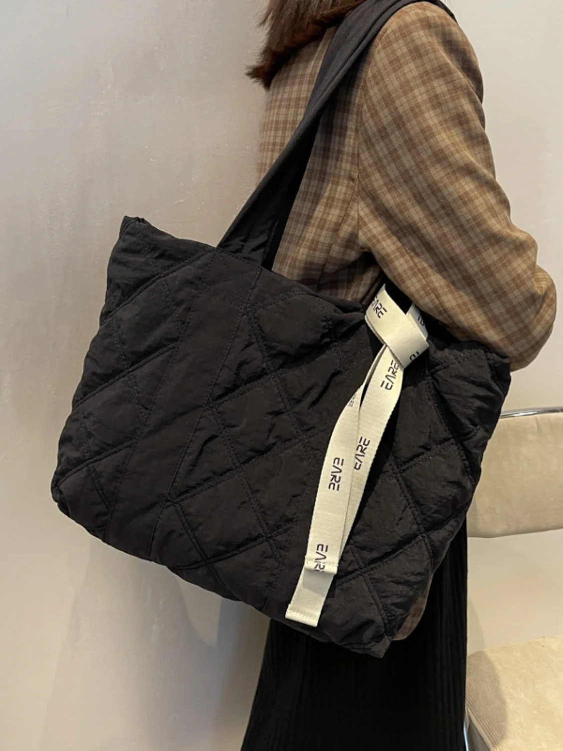 Quilted Nylon Large Tote Bag - Image 14