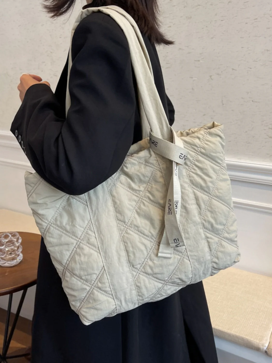 Quilted Nylon Large Tote Bag - Image 8