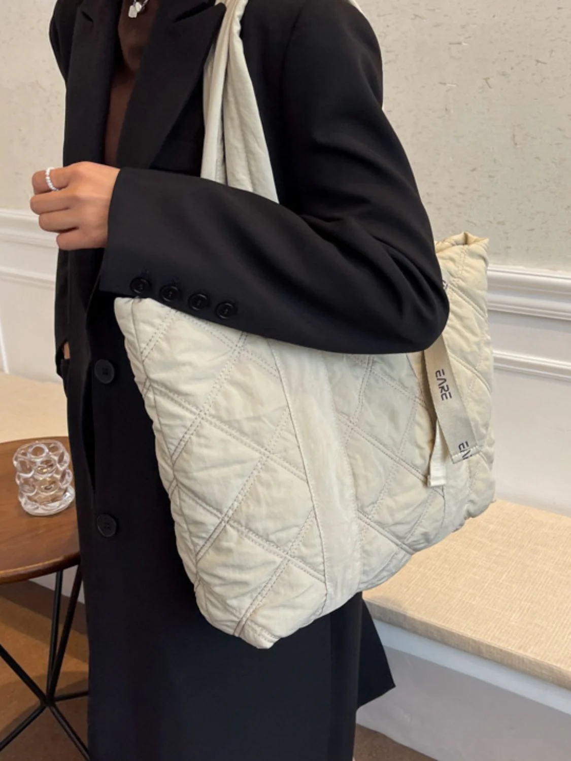 Quilted Nylon Large Tote Bag - Image 9