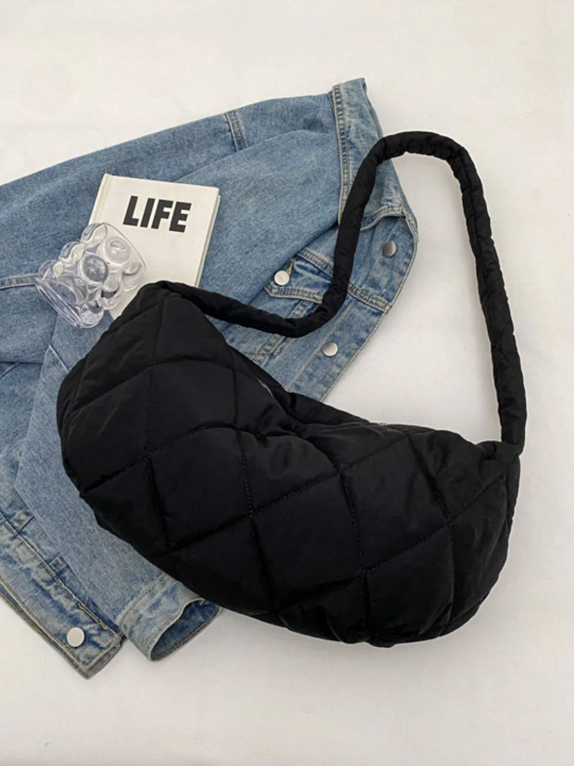 Quilted Polyester Crossbody Bag - Image 10