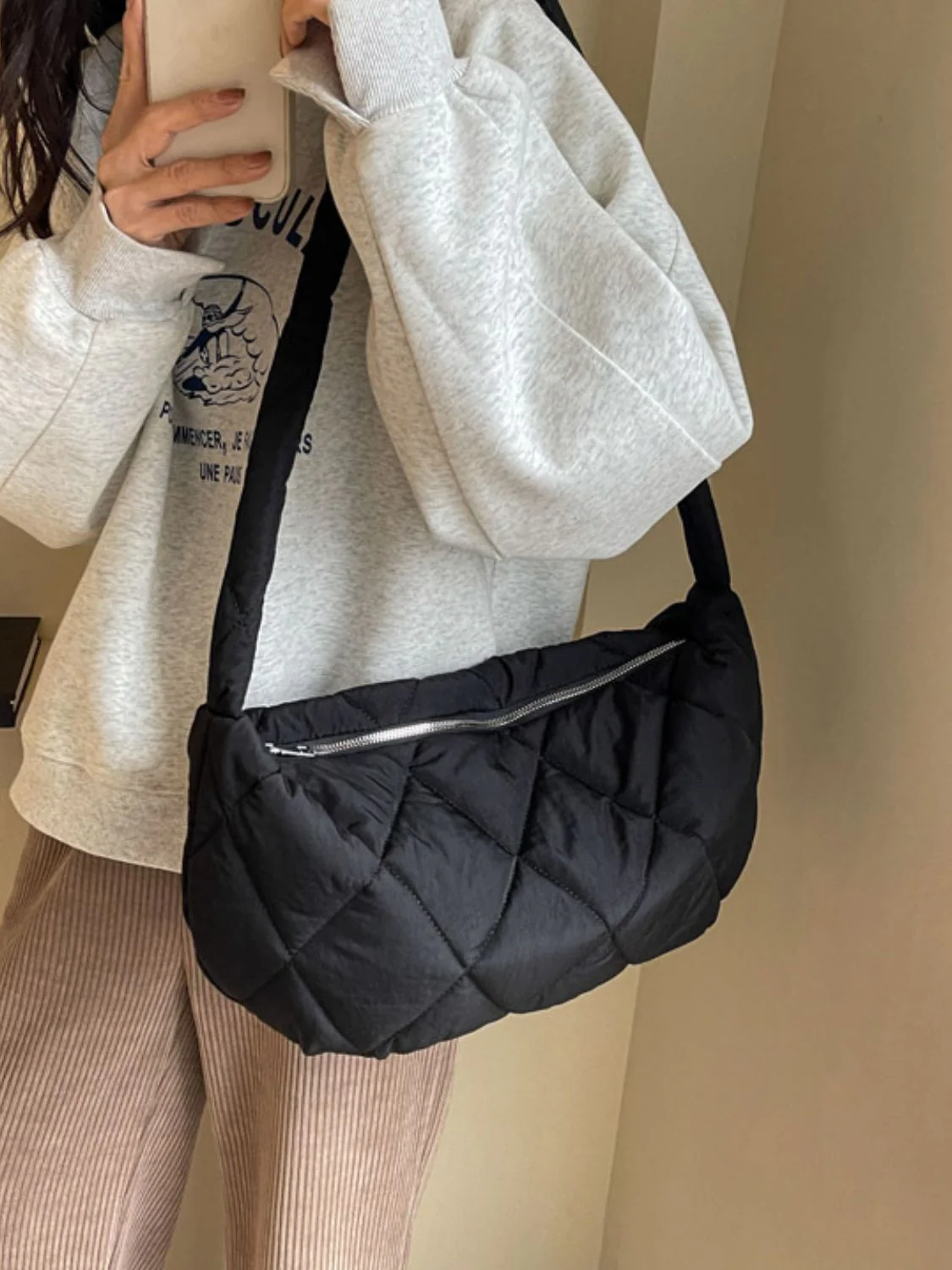 Quilted Polyester Crossbody Bag - Image 13