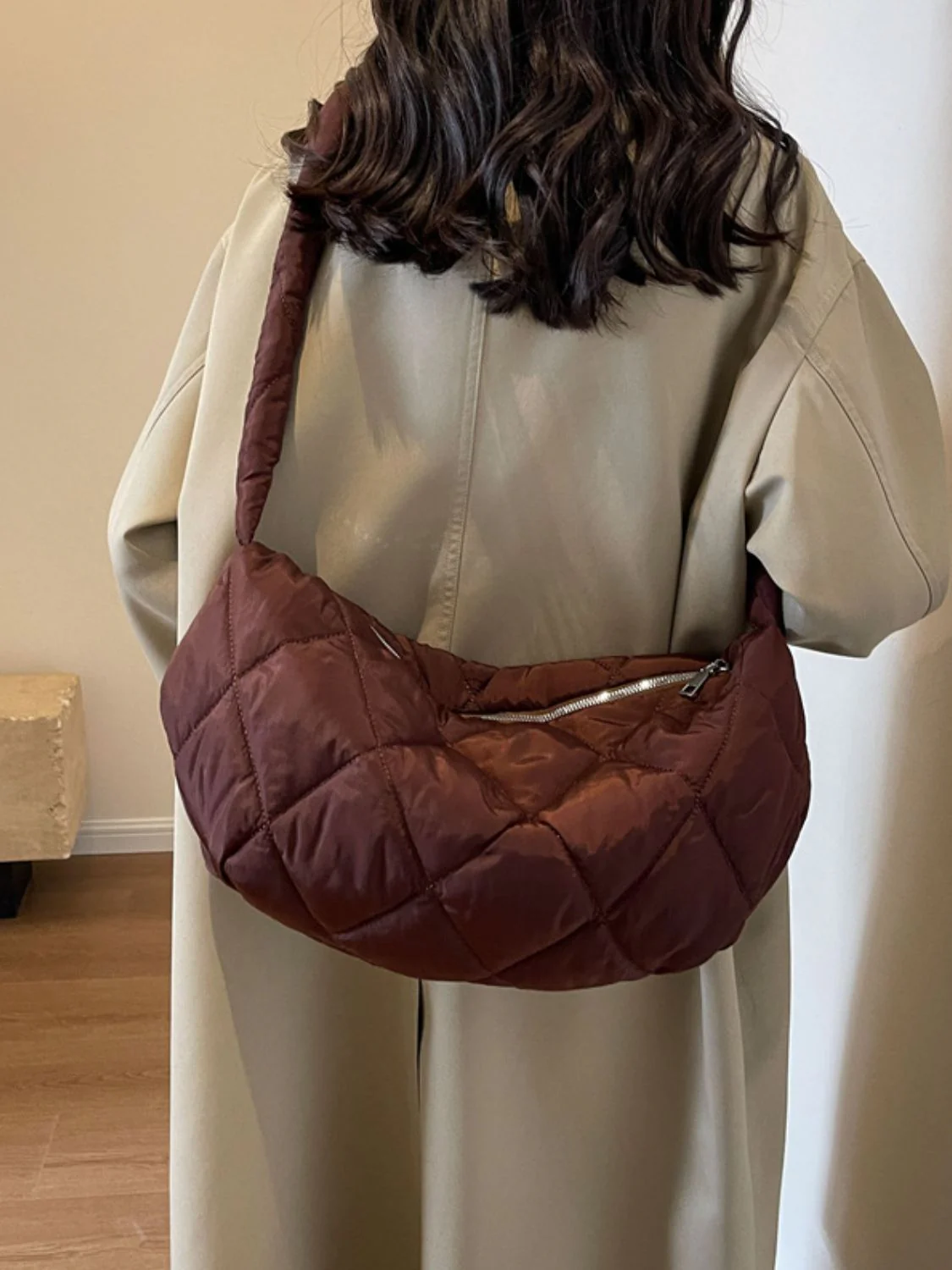 Quilted Polyester Crossbody Bag - Image 2