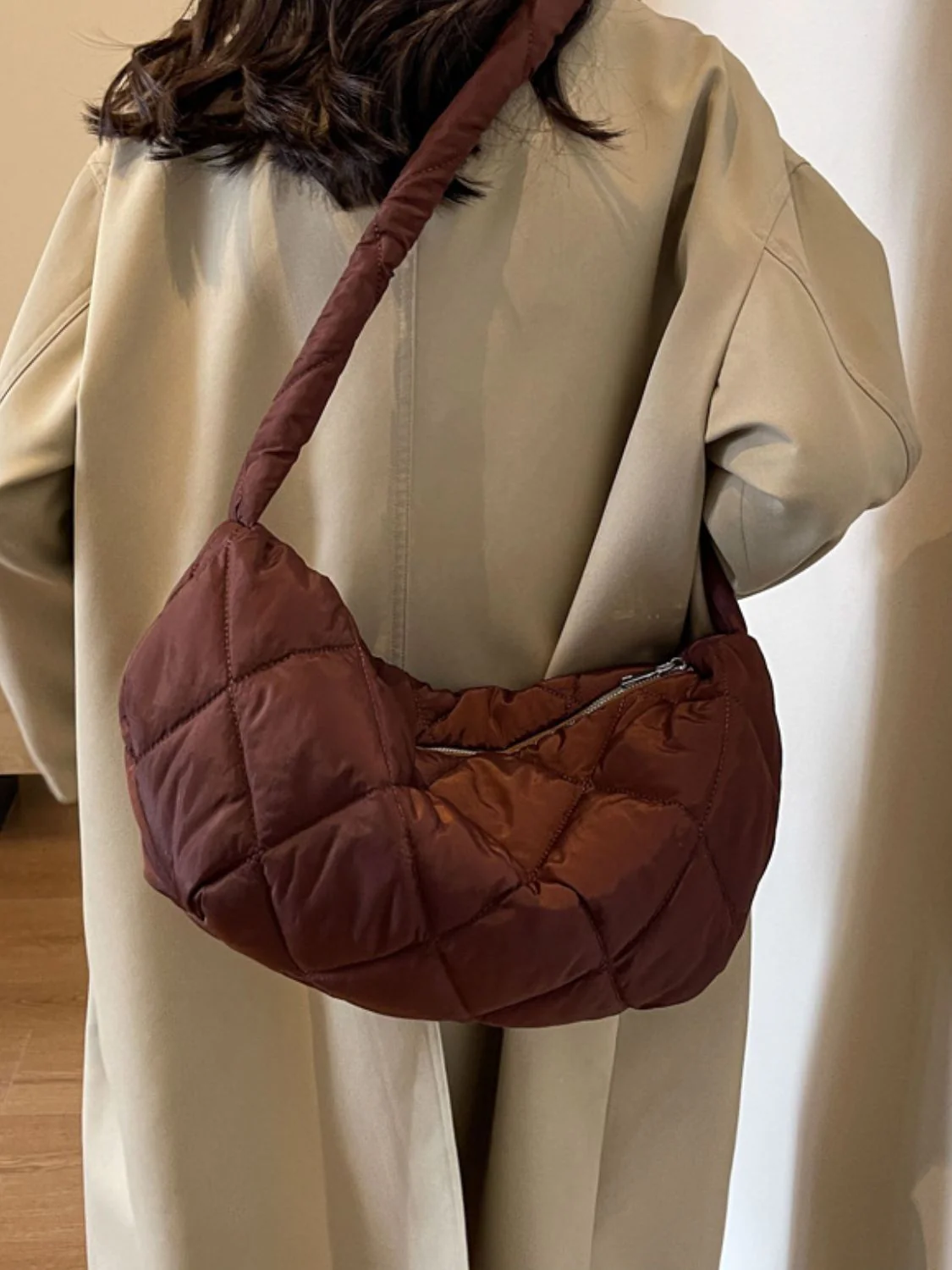 Quilted Polyester Crossbody Bag - Image 3